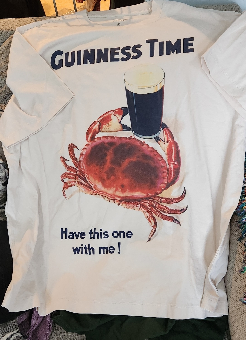 Mens Guinness Oversized T-Shirt Have This One With Me! Gilroy Crab T-Shirt XL
